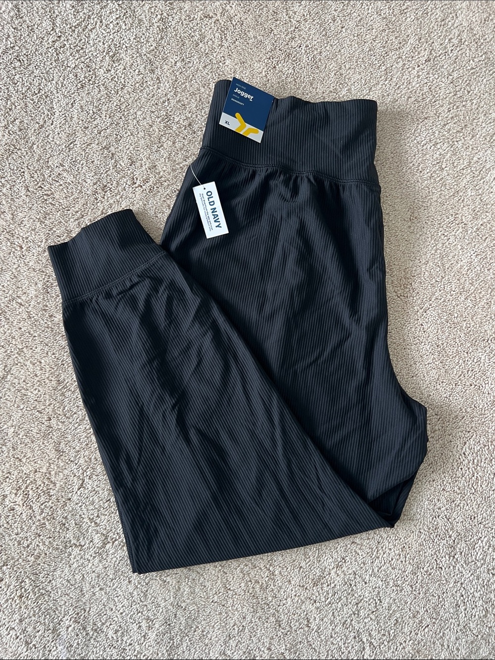 Old Navy High Rise Black Ribbed Joggers with Pockets - New With Tags